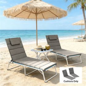 A set of two, foldable lounge chair cushion, outdoor lounge chair cushion, gray (cushion only)
