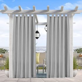 Grey Polyester 50 in. W x 96 in. L Outdoor Thermal Tab Top Blackout Curtain (Set of 2), 6 Tab top (3" Long) fit to most standard curtain rods