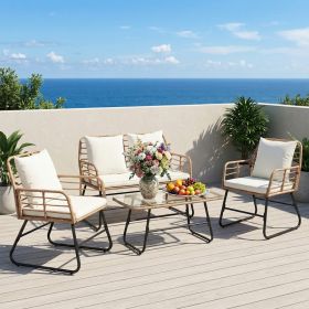 4 Piece Patio Furniture Set, Outdoor Patio Seating Set for Apartment Balcony