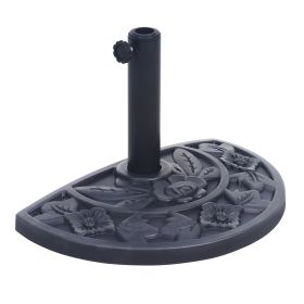 20 lbs Black Half Round Rose Pattern Outdoor Patio Umbrella Base umbrella Stand for Patio, Yard, Garden, Poolside