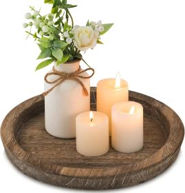 Candle Plate Holder Tray: Round Wood Decorative Candle Plate Decor Farmhouse Table Centerpiece Rustic Wood Tealight Pillar Trays for Wedding Home