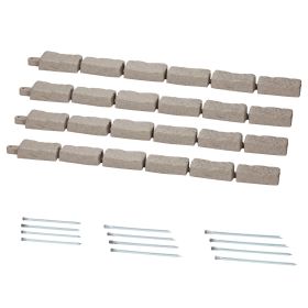 Faux Stone Landscape Edging, 46.4 x 2.2 in Realistic Lawn Edging, Flexible Brick-Sized Garden Edging Border with Anchoring Spikes