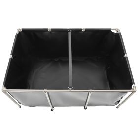 Canvas Fish Pond, 270 Gal Above Ground Fish Pond, PVC Koi Tank with Clear Viewing Panel