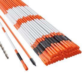 Driveway Markers, 100 PCS 48 inch, 0.31-in Diameter, Orange Fiberglass Poles Snow Stakes with Reflective Tape