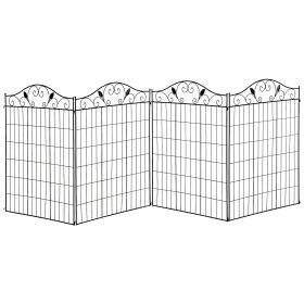Garden Fence, 4 Pack, 44 in(H) x 12 ft(L) Folding Garden Fence Border, No Dig Ground Stake Metal Fence Panels for Outdoor Patio Yard Landscape