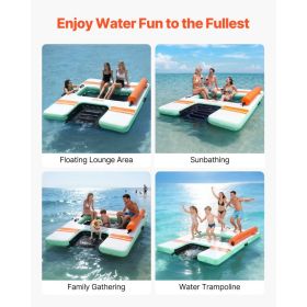 Inflatable Floating Dock, 8 X 6 FT Inflatable Dock Platform, Non-Slip Water Air Mat With Portable Carrying Bag And Detachable Ladder, Floating Wa (Option: Black)