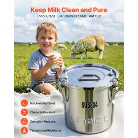Goat Milking Machine, 0.8 Gal Food-Grade Stainless Steel Bucket, With 5200 MAh Rechargeable Battery, 2 Teat Cups, Cordless Portable Pulsation Vac (Option: Black)