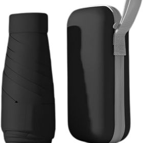 Mini Travel Sun Umbrella for Purse With Case,Small Compact UV Umbrella Protection Sun,Lightweight Portable Parasol Windproof for Women Men Kids (Color: Black)