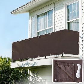 Waterproof Balcony Privacy Screen Fence Cover 3'3"x9'9" Sun Shade Sail Shade Cloth Decorative Fence Covering with Grommet for Deck Patio Backyard (size: Coffee-Waterproof  3'3"x9'9")