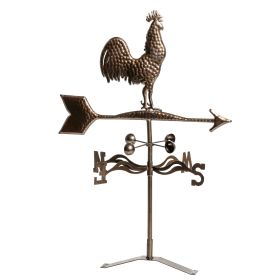 Metal Rooster Weathervane, Roof Mount Wind Direction Indicator, Outdoor Weather Vanes (Color: Red, Brown)